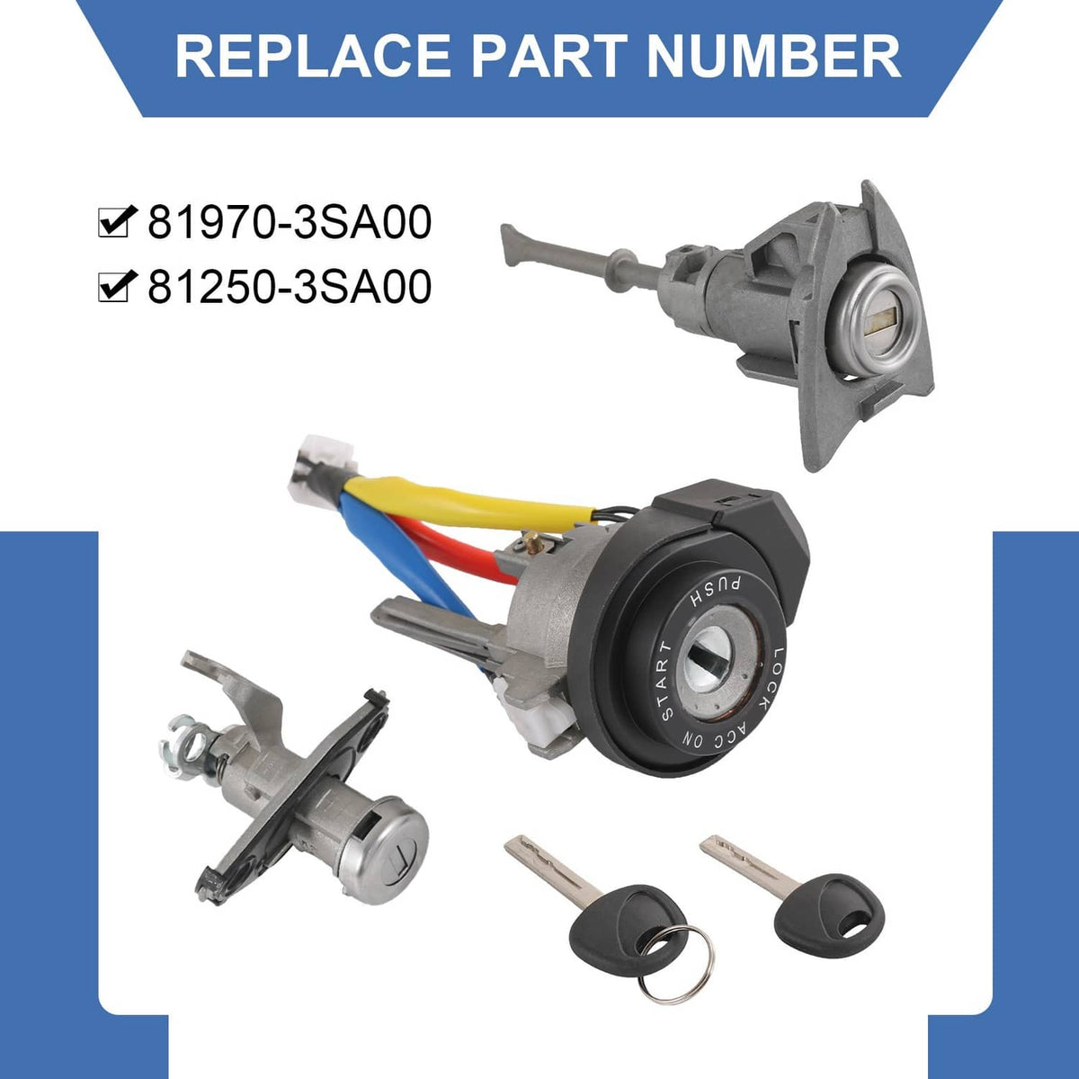 Bethesda Industrial Ignition Switch Front Left Door Lock Barrel 81970-3SA00 For Hyundai Sonata 09-14