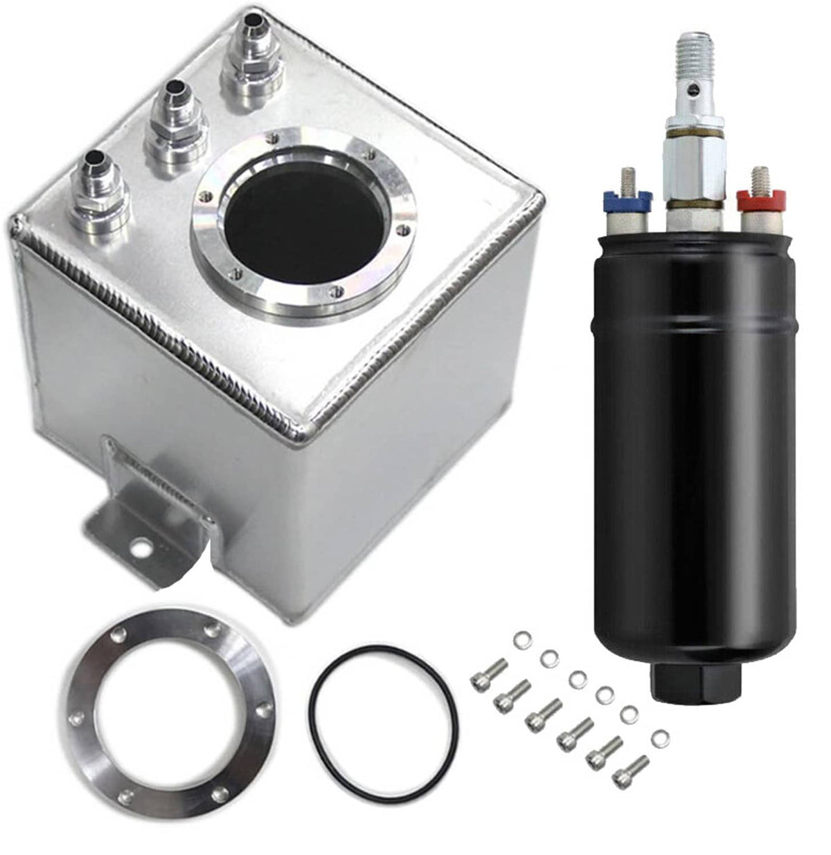 Bethesda Industrial 2L Billet High Flow Swirl Fuel Surge Tank AN6 Fitting & 044 External Fuel Pump