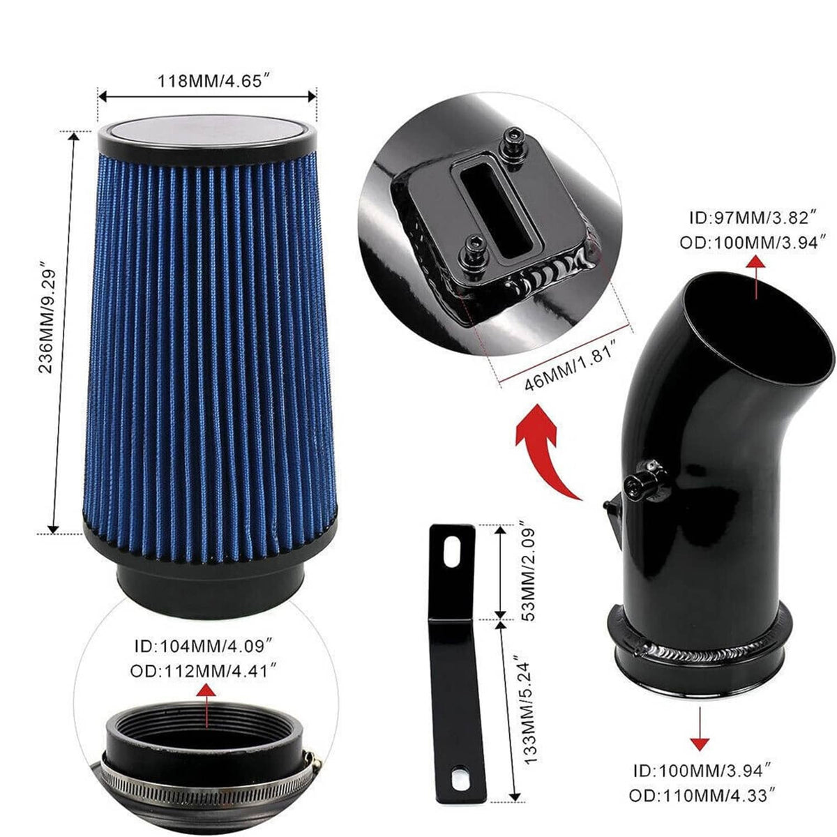 Bethesda Industrial 4" Oiled Cold Air Intake Kits For 2011-2016 Ford F250 Powerstroke Diesel 6.7L