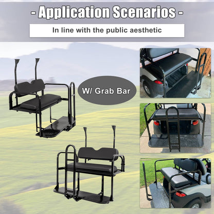 Bethesda Industrial Rear Flip Seat Back Seat Kit For Club Car PRECEDENT/TEMPO Golf Cart w/ Grab Bar