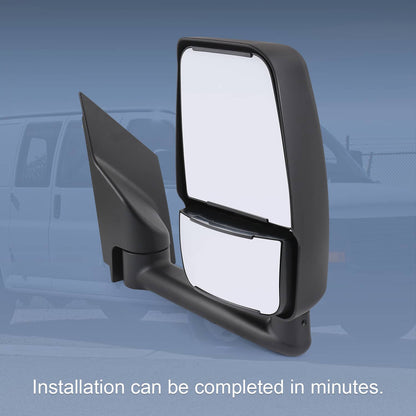 Bethesda Industrial LH + RH Pair Manual Tow Mirrors For 2003-2017 Chevy Express Savana Van Smooth