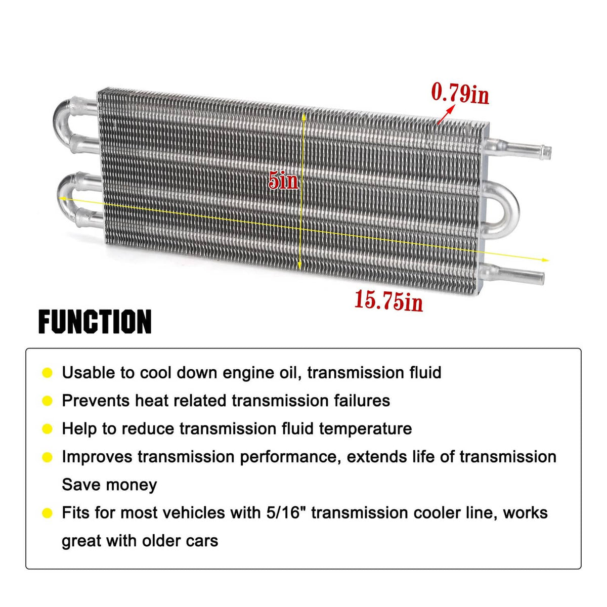 Bethesda Industrial Aluminum Transmission Oil Cooler + Hose /Mounting Kit 4 Row Radiator Auto-Manual