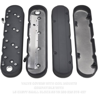 Bethesda Industrial 4Pcs Black Valve Covers & Coil Mounts w/Covers for Chevy LS LS1 LS2 LS3 LS6 LS7