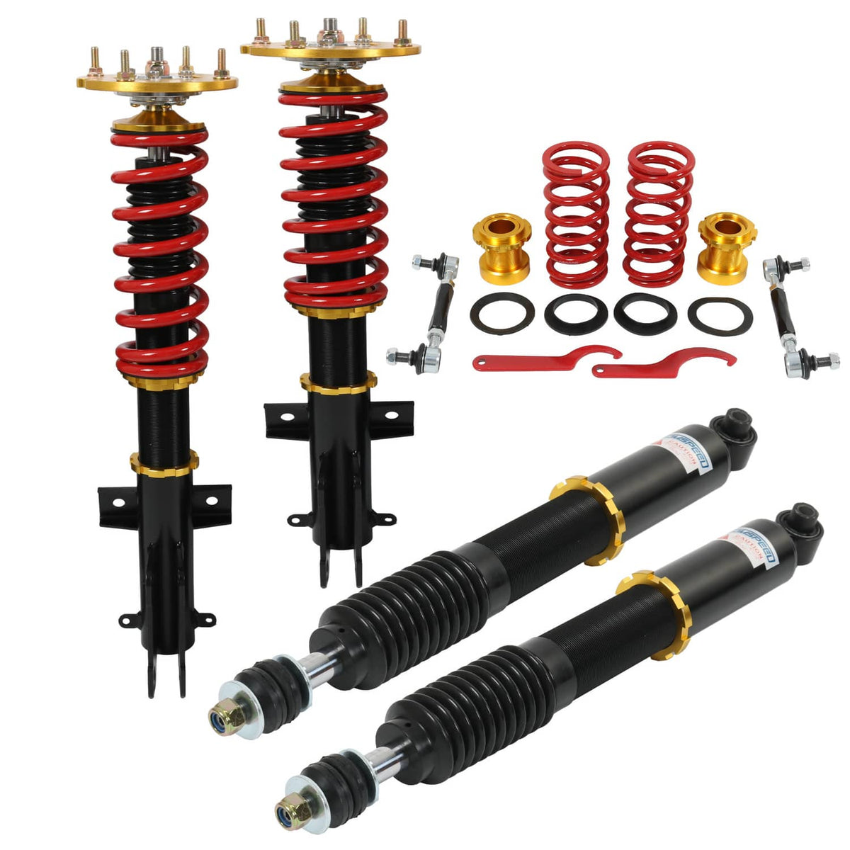 Bethesda Industrial 4X Front & Rear Coilovers Struts Absorber Adj. Height For 2005-2014 Ford Mustang