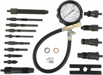 Bethesda Industrial 16 Pcs Diesel Engine Compression Gauge Tester Cylinder Pressure Test Tool Kit