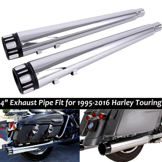 Bethesda Industrial 4" Slip on Muffler Exhaust Pipes for Harley Touring Bagger Glide 1995-2016 Pair