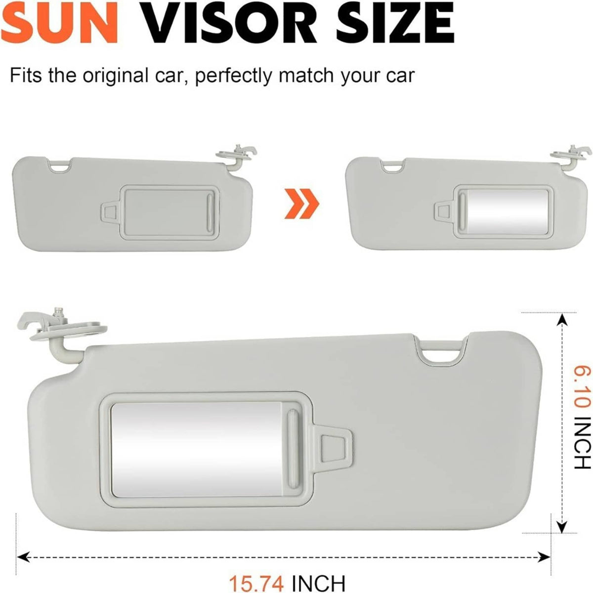 Bethesda Industrial 2Pcs Driver & Passenger Gray Sun Visor w/ Mirror for 2017-2019 Hyundai Elantra