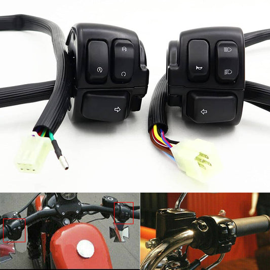 Bethesda Industrial Handlebar Control Switches + Wiring Harness for Harley Sportster Dyna 1996-2012
