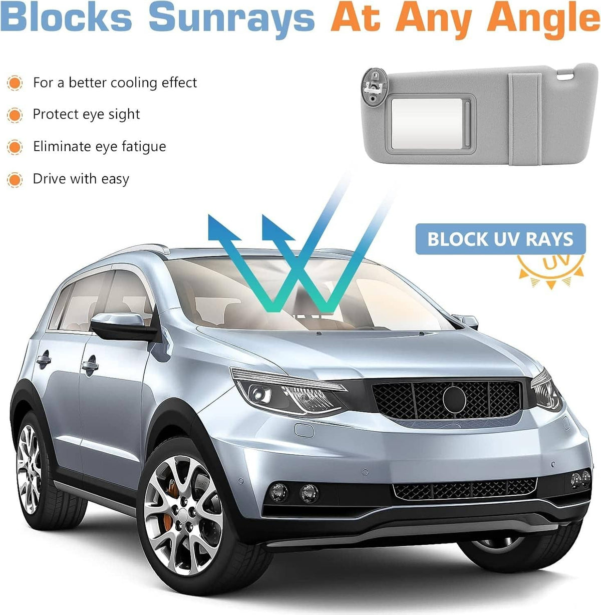 Bethesda Industrial Left and Right Gray Sun Visor Pair With Cover Trims for Toyota Venza 2009-2016
