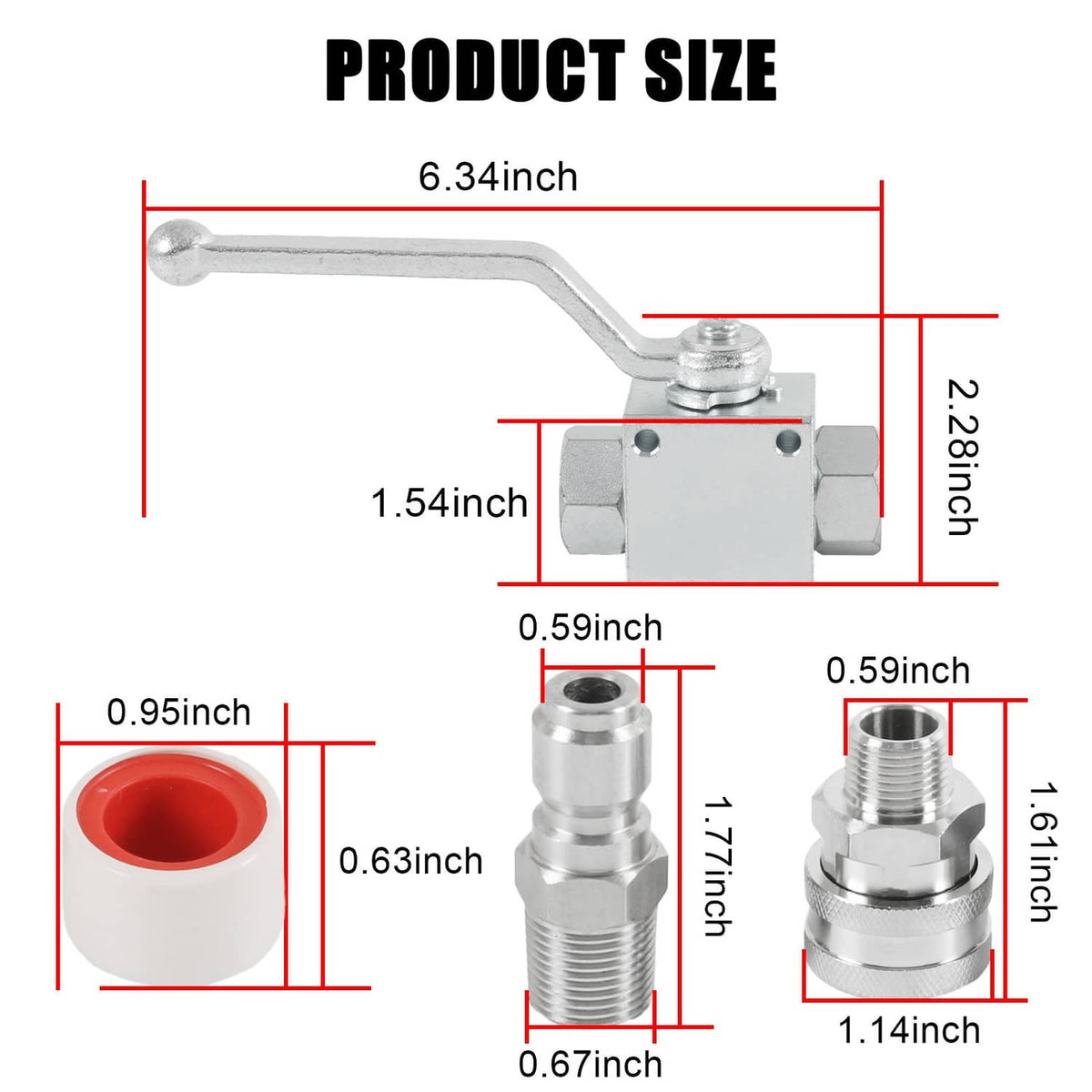 Bethesda Industrial Steel High Pressure Washer Ball Valve Kit, 3/8 Inch Quick Connect 4500 PSI