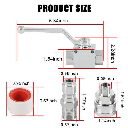 Bethesda Industrial Steel High Pressure Washer Ball Valve Kit, 3/8 Inch Quick Connect 4500 PSI