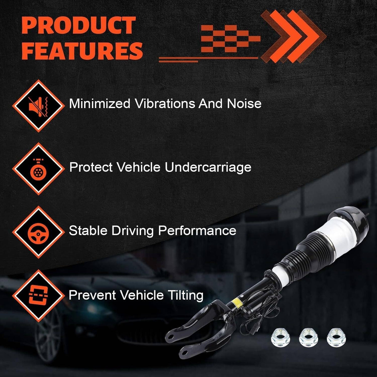 Bethesda Industrial Pair Front Air Suspension Shock Struts w/ADS For Mercedes W166 X166 GL450 GLS550