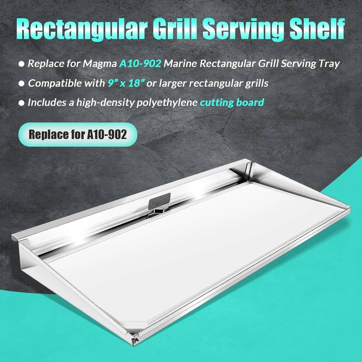 Bethesda Industrial A10-902 Rectangular Grill Serving Shelf w/ Removable Cutting Board for 9” x 18"