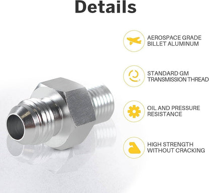 Bethesda Industrial 2Pcs Transmission Adapter Fittings 6AN Flare to 1/4" NPSM for TH350 TH400 700R4