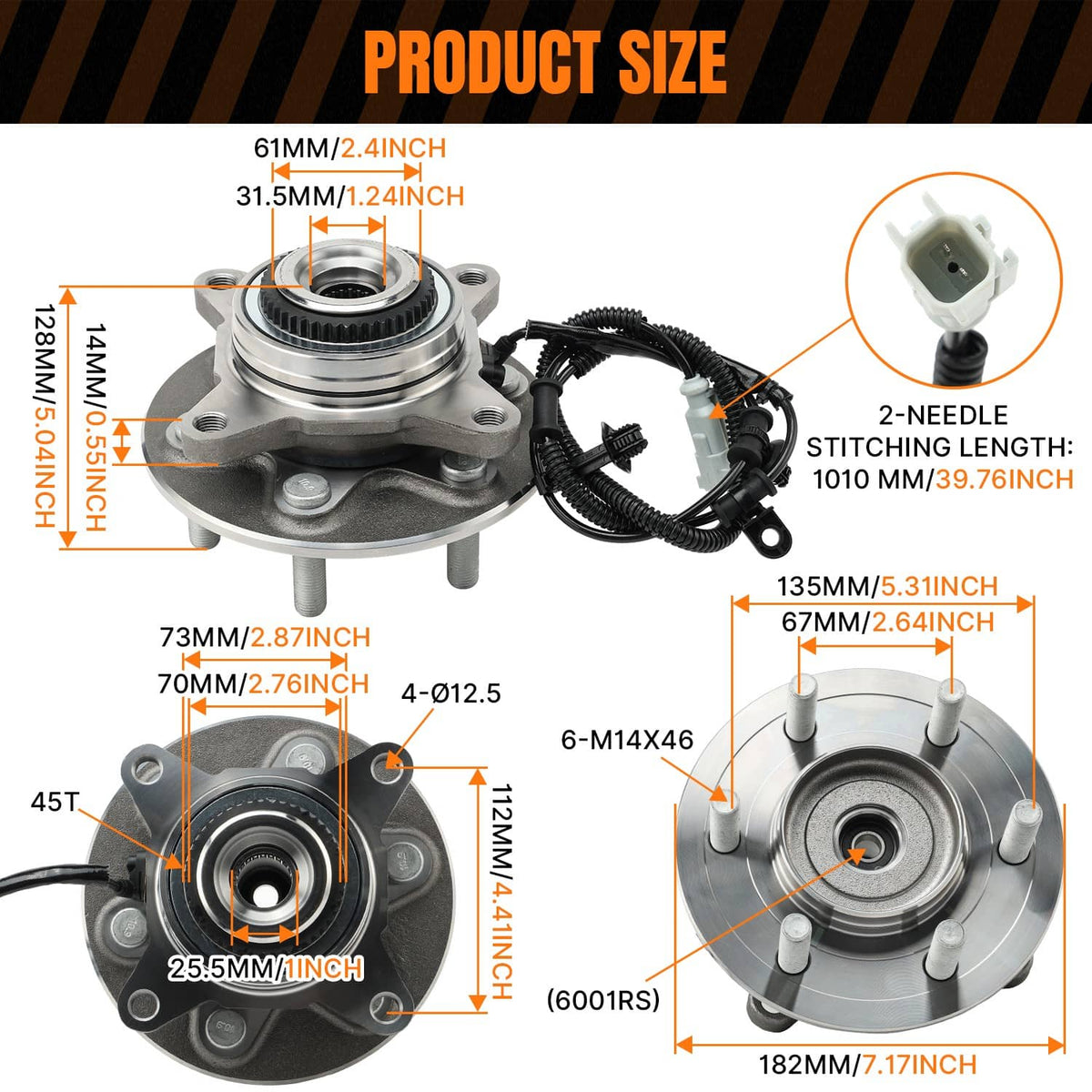 Bethesda Industrial (2) 4WD Front Wheel Bearing Hub Assembly for 18-20 F-150 Expedition Navigator