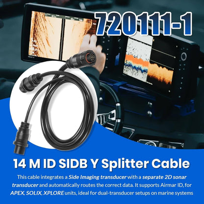 Bethesda Industrial 14 M ID SIDB Y Splitter Cable 720111-1 for Humminbird SOLIX/APEX/XPLORE 30-Inch