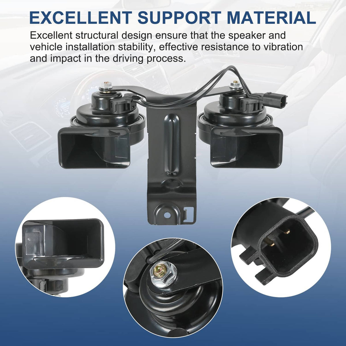 Bethesda Industrial High & Low Pitch Horn With Bracket Fits 2016-2019 Ford Explorer 076-004