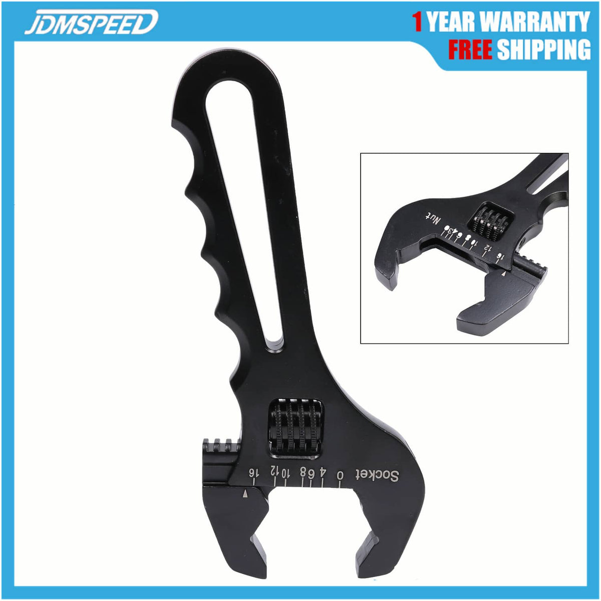 Bethesda Industrial Aluminum 3AN-16AN Adjustable Wrench Tool Spanner Black For Hose End Fitting