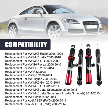 Bethesda Industrial Coilover Struts FOR VW MK5 MK6 GOLF/JETTA 06-14 Suspension Spring KIT Adj Height