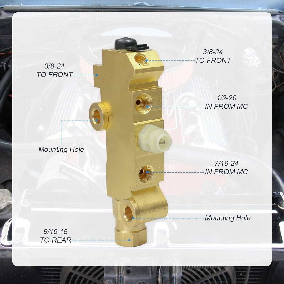 Bethesda Industrial Brass Truck Disc/Drum Brake Brass Proportioning Valve For Chevrolet C10 C20 C30