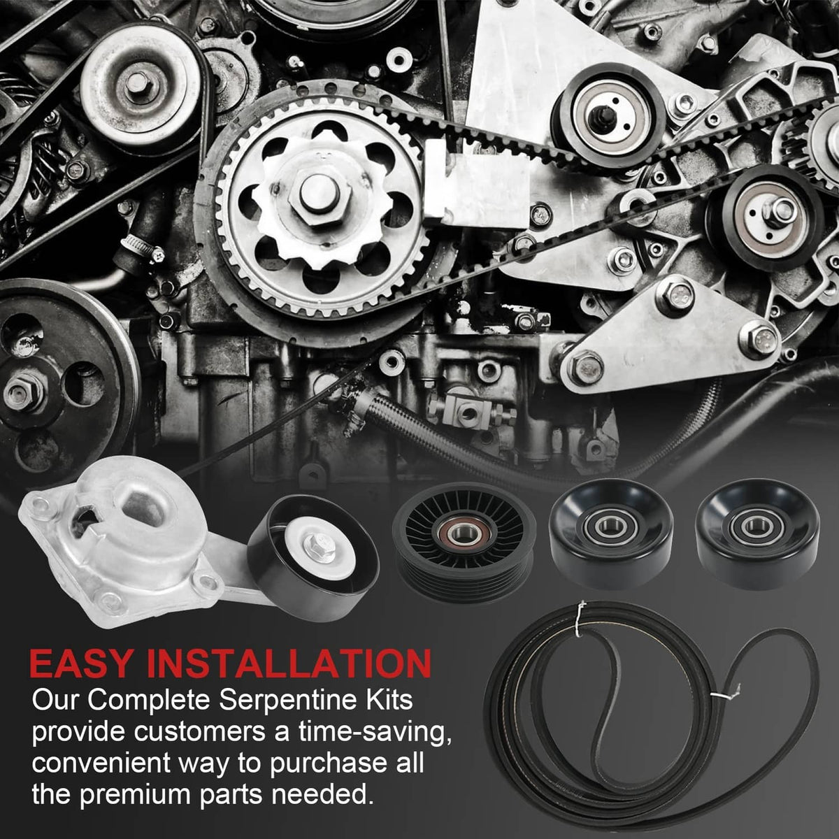 Bethesda Industrial Serpentine Belt Drive Component Kit Fit 2005-2014 Ford F-150 Lincoln Mercury V8
