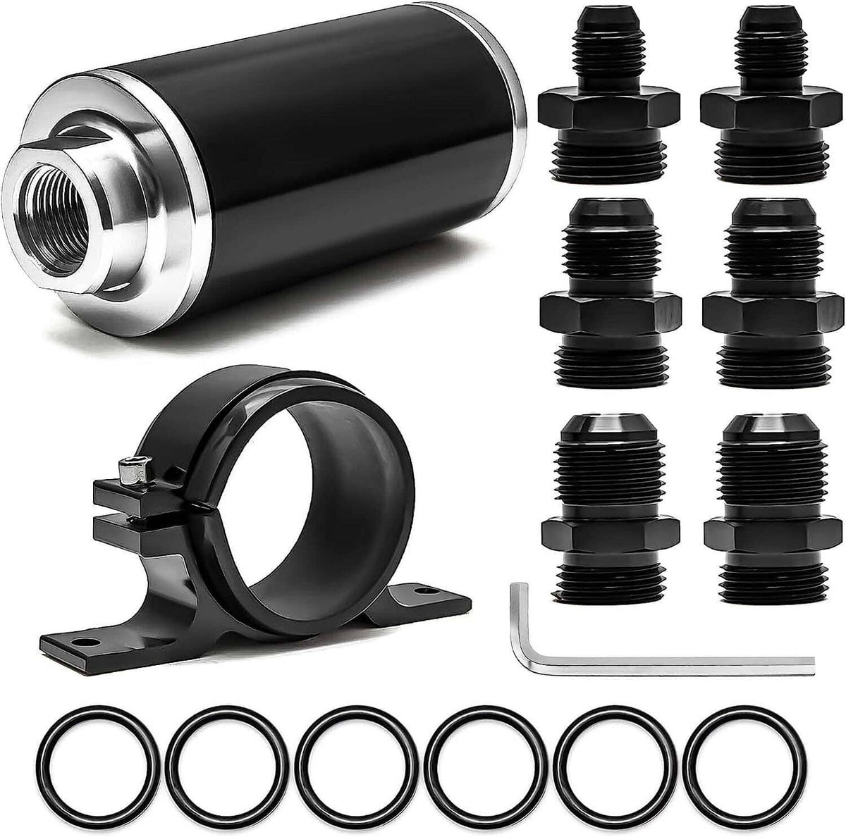 Bethesda Industrial Blue 30 Micron Billet Aluminum Inline Fuel/petrol Filter + Bracket AN6/AN8/AN10
