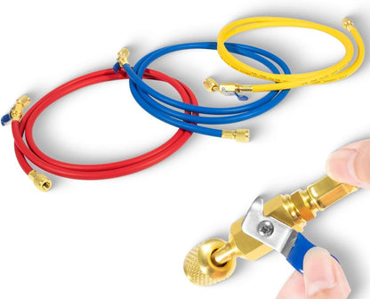 Bethesda Industrial 29986 Plus II 72" Hose 1/4" Compact Ball Valve End Refrigerant Charging Hose