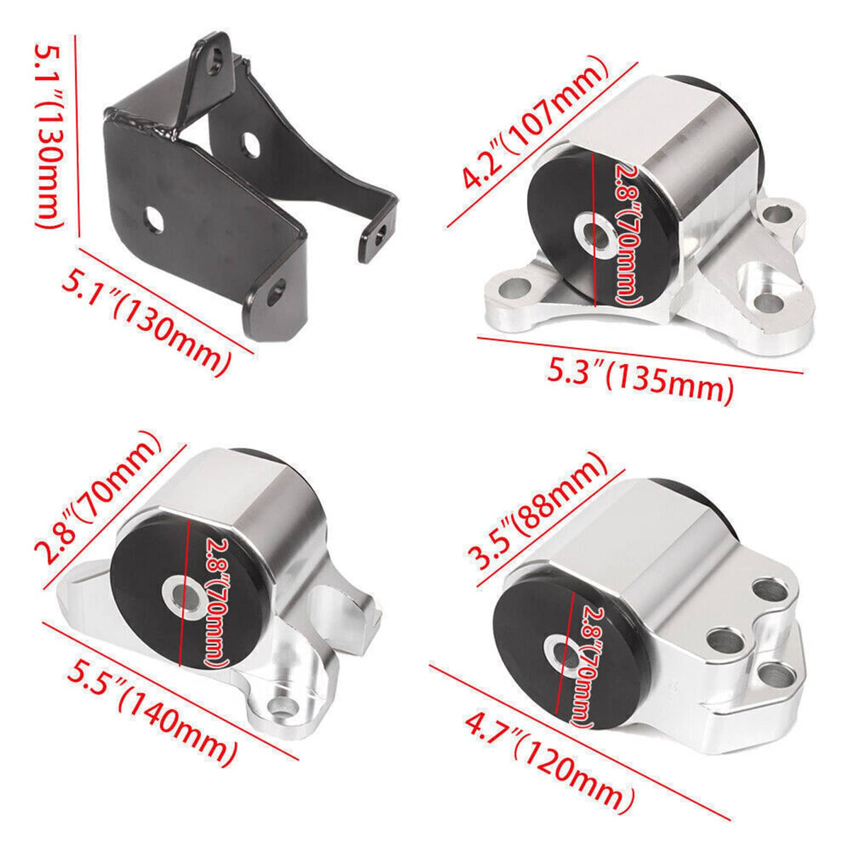 Bethesda Industrial 3 Bolt Swap Engine Motor Mount Kit &Torque Mount Kit For 96-00 Civic EK B-Series