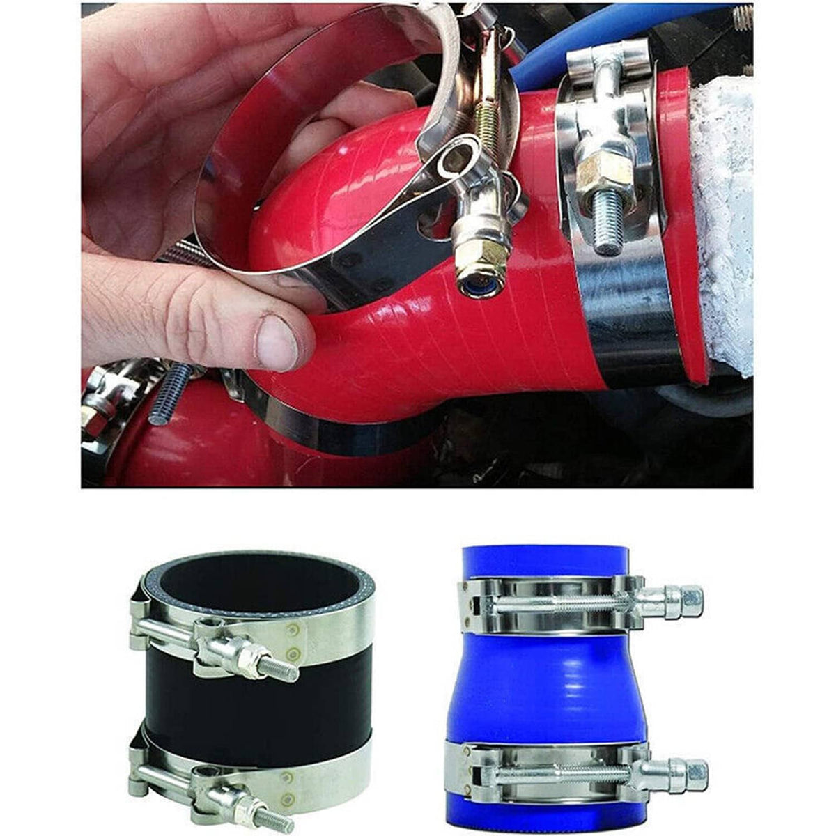 Bethesda Industrial 2pcs 2" Inch T-bolt Clamp Silicone Stainless Steel Hose Turbo Intake Intercooler