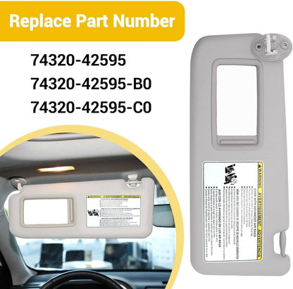 Bethesda Industrial Gray Sun Visor W/ Mirror for 2013-18 Toyota RAV4 74320-42595-B1 Left Driver Side