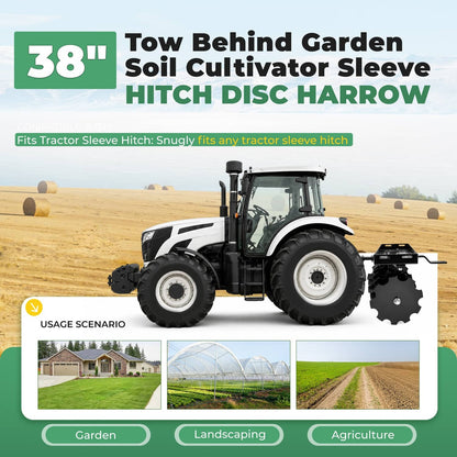 Bethesda Industrial Rear Disc Harrow 11" Steel Tow For Universal Tractor Sleeve Hitch Attachment