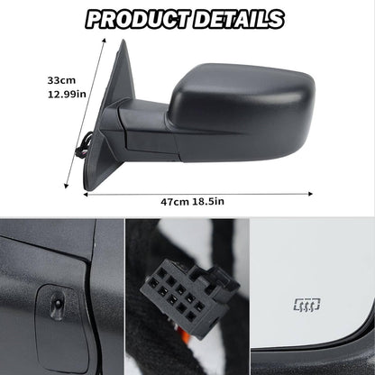 Bethesda Industrial Left / Driver Manual Fold+Heated+Temp Sensor Mirror For 2013-2019 Dodge Ram 1500