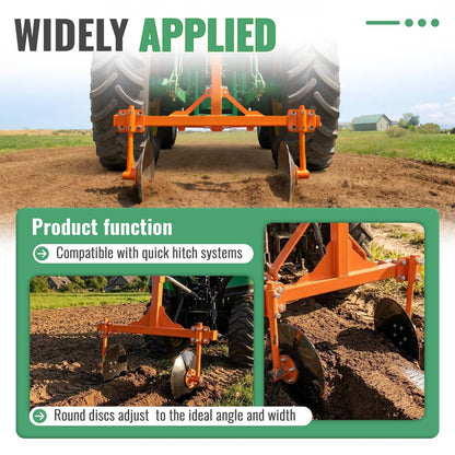 Bethesda Industrial 48" Adjustable Disc Bedder Disc Harrow For Cat 1 Tractors Steel 3 Point