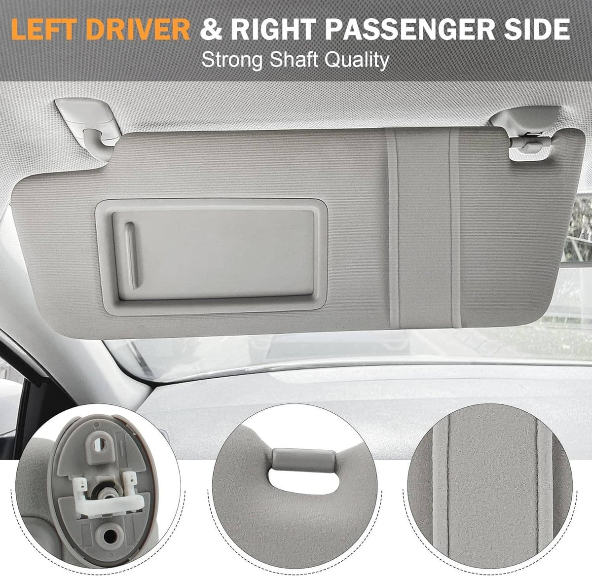 Bethesda Industrial Left and Right Gray Sun Visor Pair With Cover Trims for Toyota Venza 2009-2016