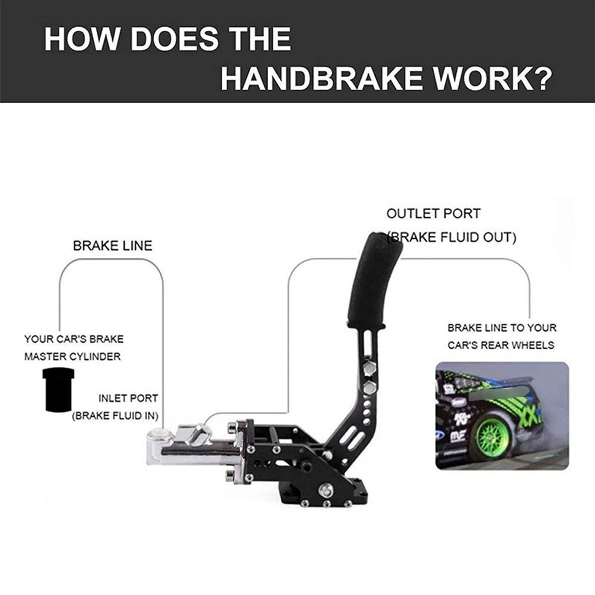 Bethesda Industrial Universal Car Racing Aluminum Hydraulic Handbrake Drift Hand Brake Parking Black