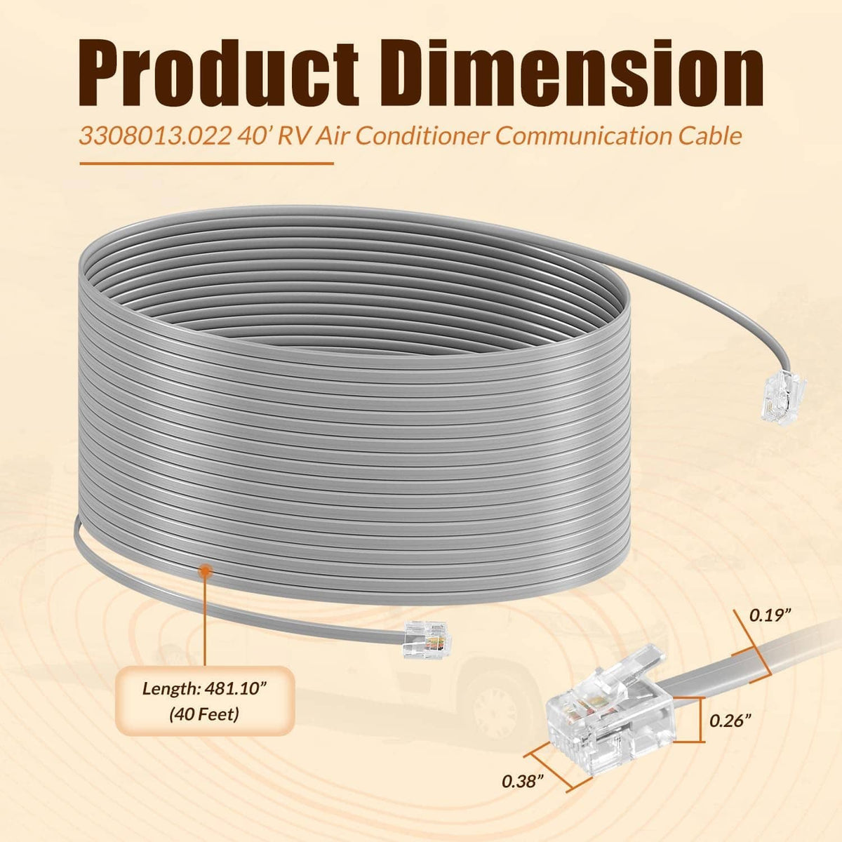 Bethesda Industrial 3308013.022 40’ RV Air Conditioner Communication Cable for Dometic Multi-Zone