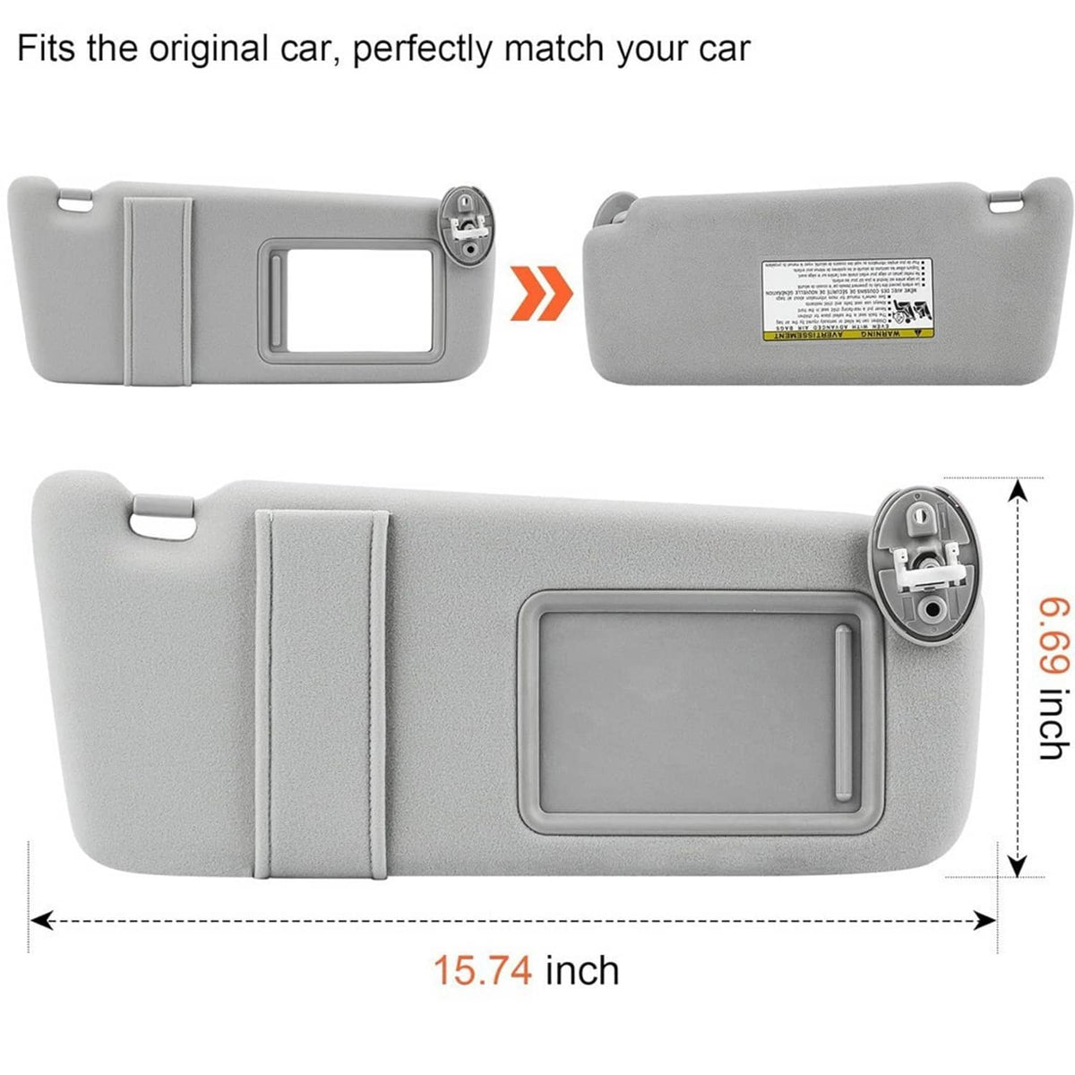Bethesda Industrial Left and Right Gray Sun Visor Pair With Cover Trims for Toyota Venza 2009-2016