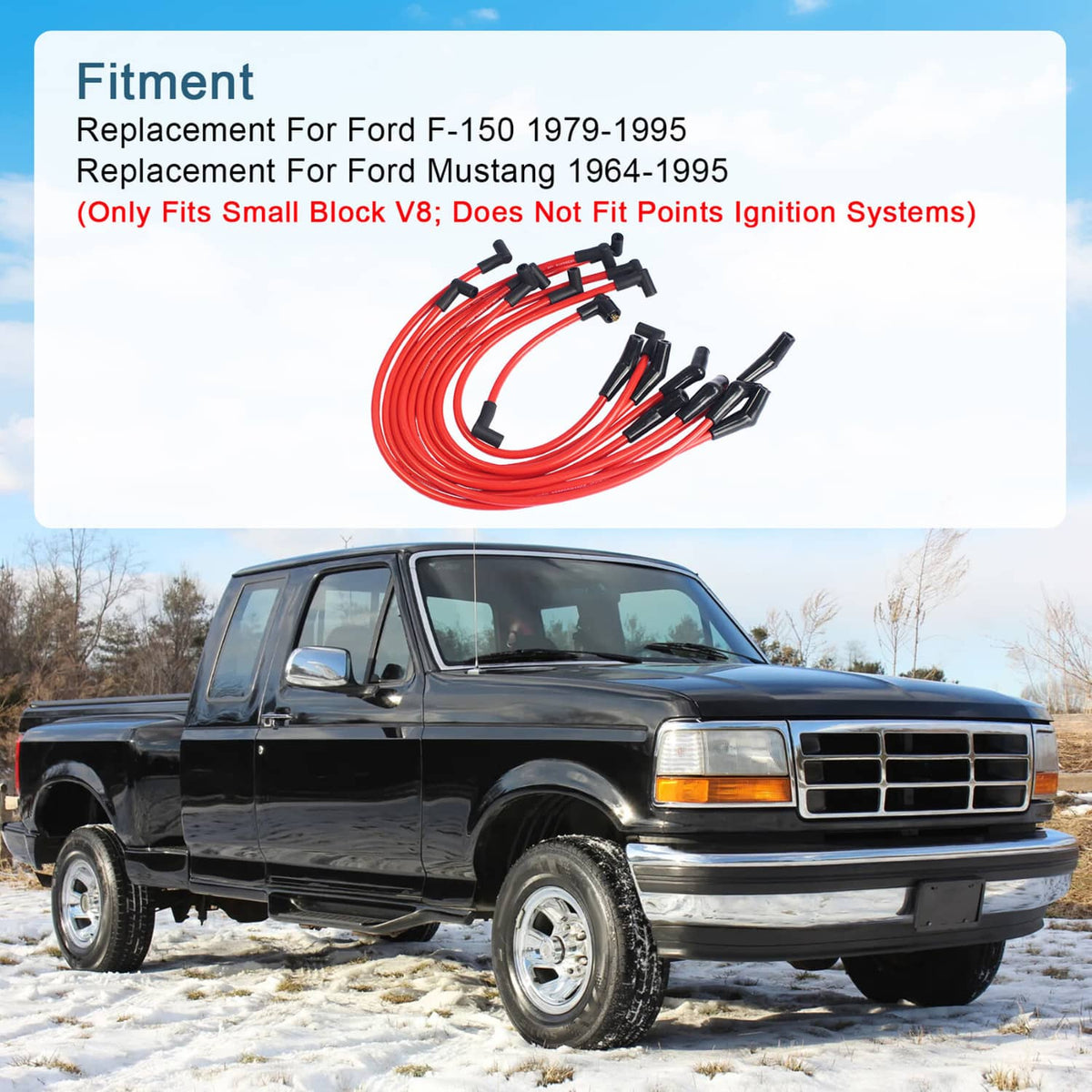 Bethesda Industrial FOR SMALL BLOCK FORD 289-302 Small HEI Distributor + SPARK PLUG WIRES