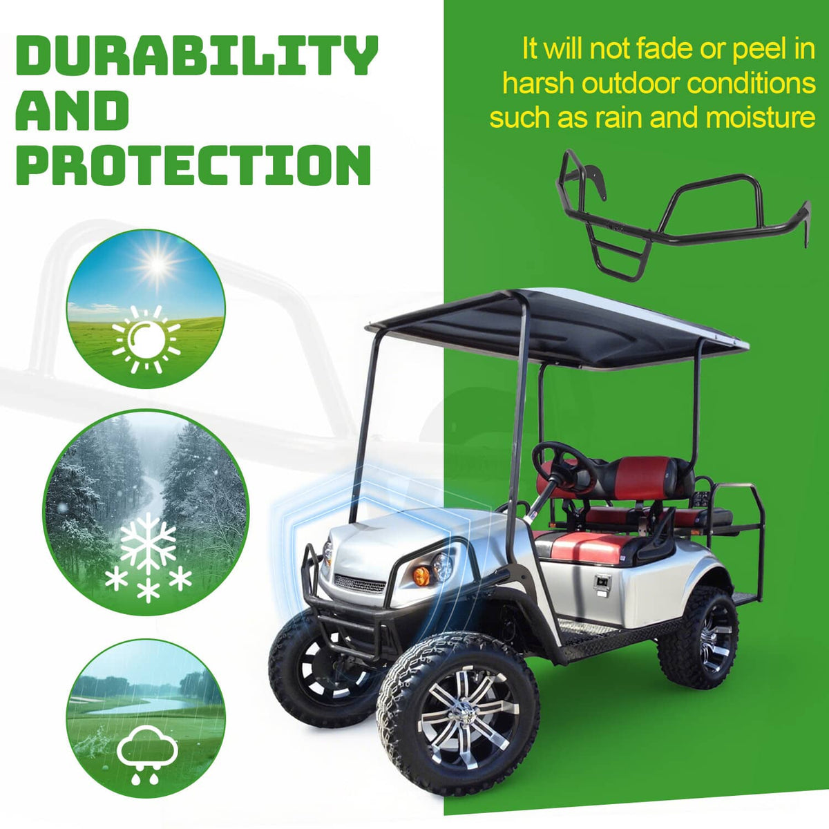 Bethesda Industrial Powder Coated Front Brush Guard For EZGO Express L4 S4 L6 S6 2012-Up Golf Cart