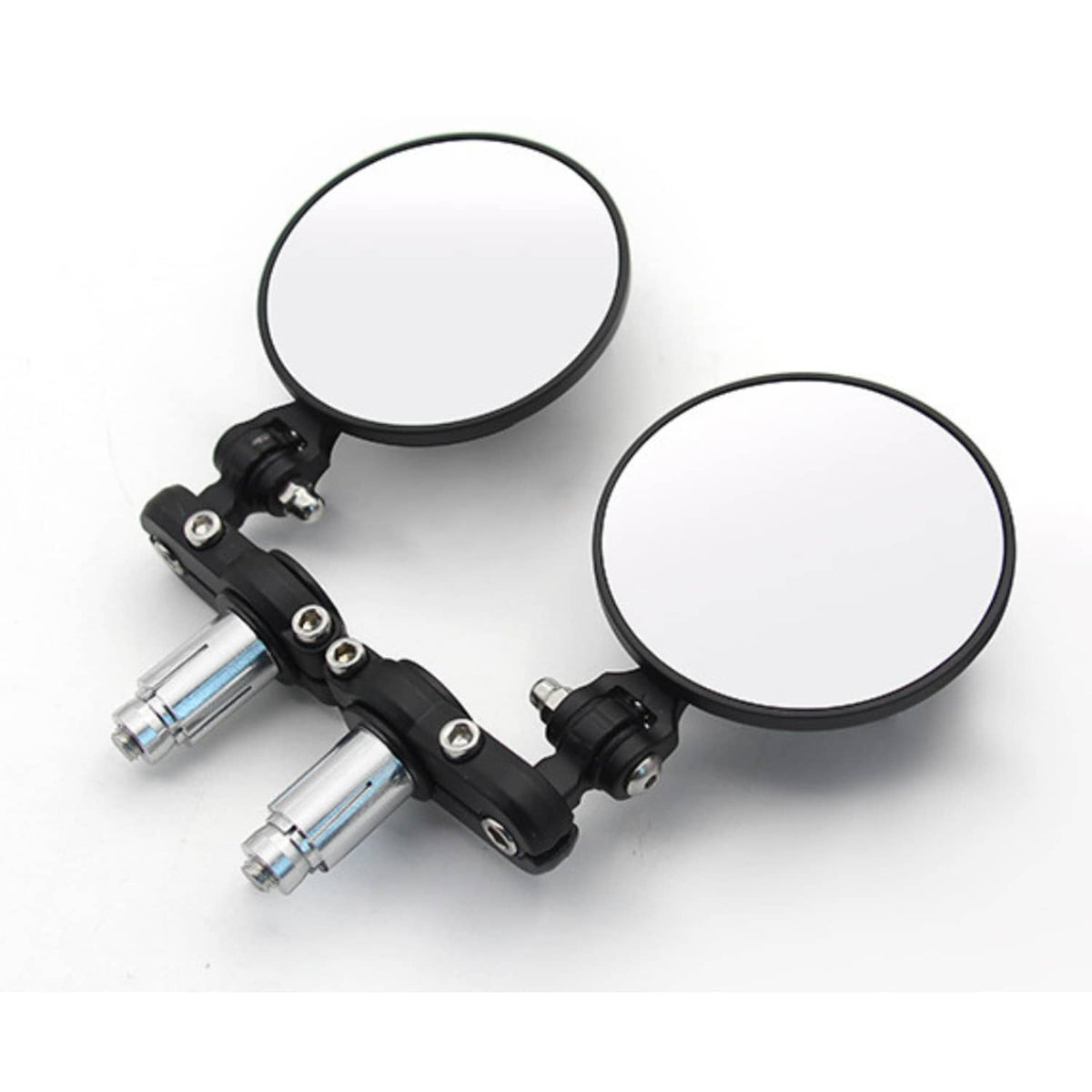 Bethesda Industrial Cafe Racer Black Round Motorcycle 7/8" End Bar Side Mirrors For Honda Suzuki