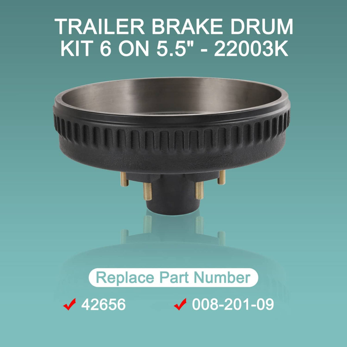 Bethesda Industrial 12"X2" Trailer Brake Hub Drum Kit 6 on 5.5" for 5200 - 6000 Lbs Axle