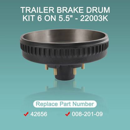 Bethesda Industrial 12"X2" Trailer Brake Hub Drum Kit 6 on 5.5" for 5200 - 6000 Lbs Axle