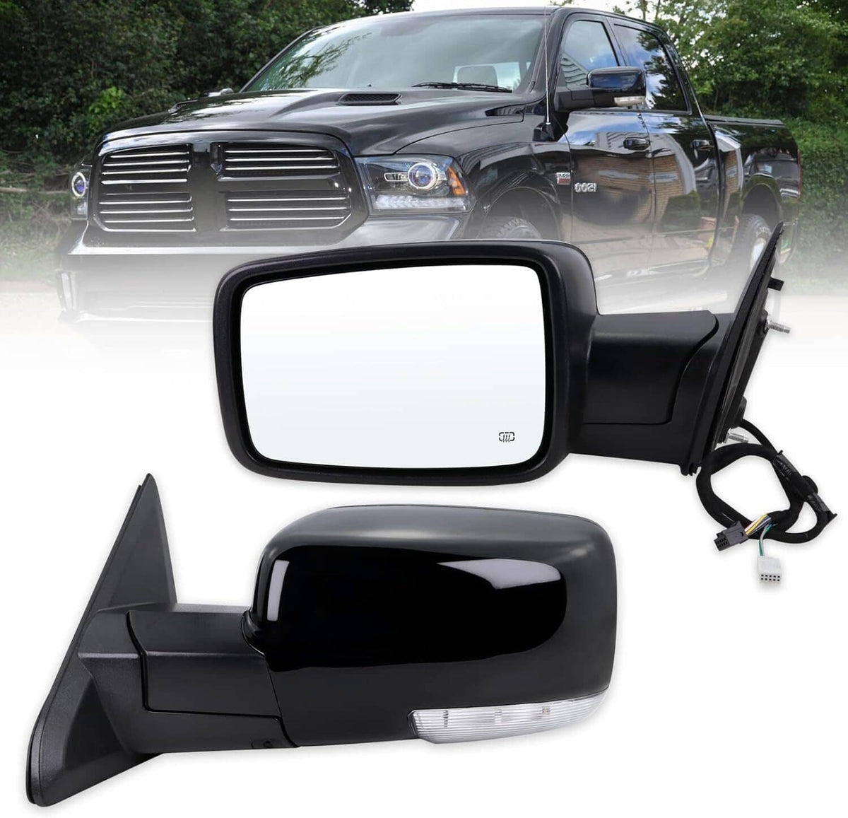 Bethesda Industrial Mirrors LH+RH For 2013-2019 Ram 1500 Power Fold Power Adjust Heated Puddle Light