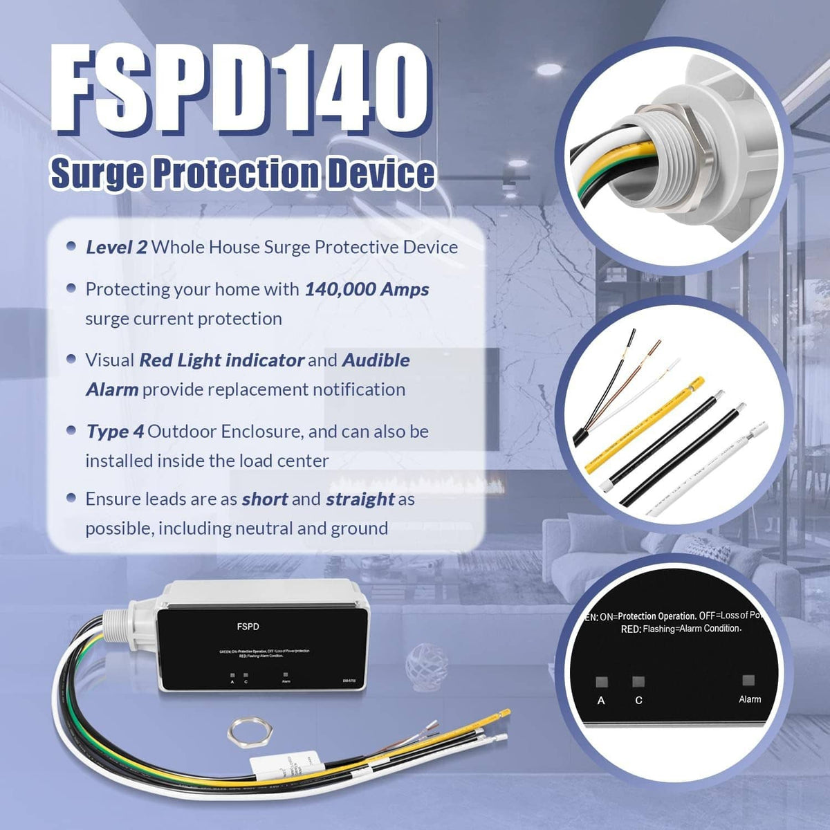 Bethesda Industrial Replace for FSPD140 Surge Protection Device, Level 2 Rated for 140,000 Amps