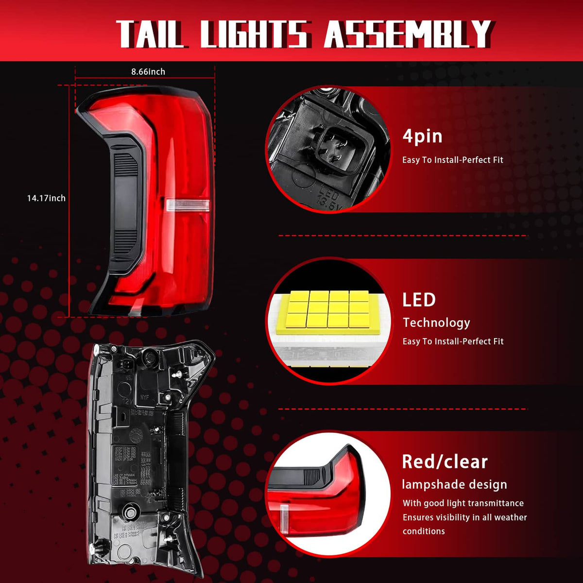 Bethesda Industrial LED Tail Light Brake Lamp Left Driver For 2024 2025 Toyota Tacoma 81560AK050