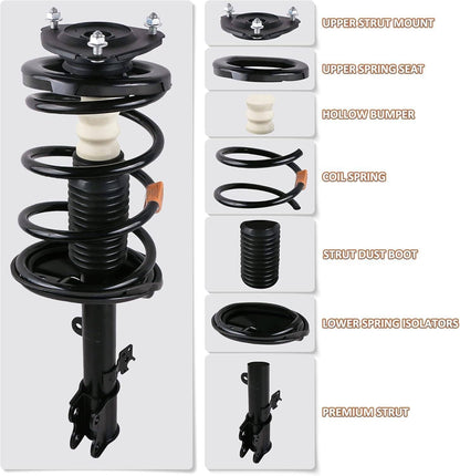 Bethesda Industrial Set Front Complete Struts Shocks & Coil Springs For 2010-2015 Toyota Prius 1.8L