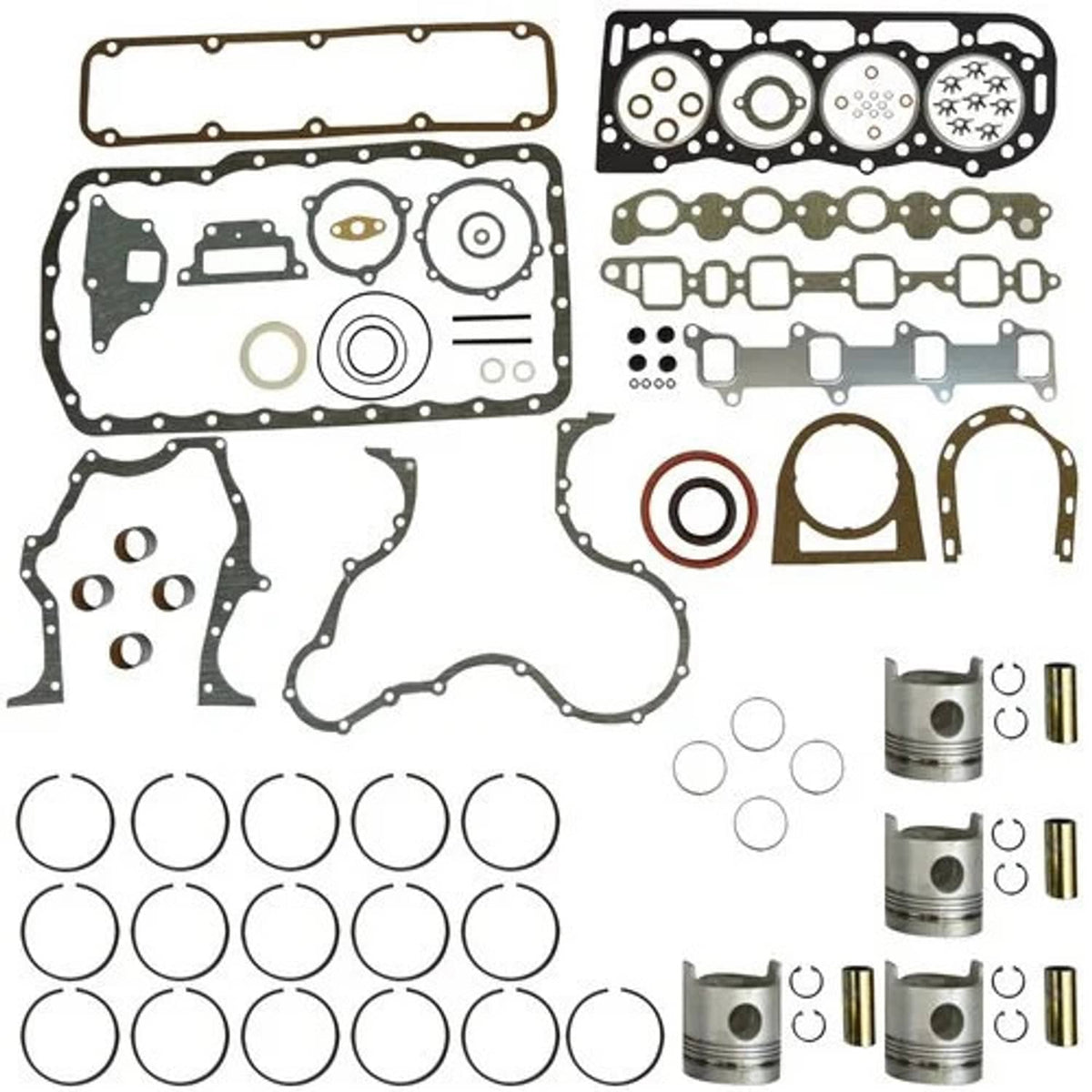 Bethesda Industrial Engine Rebuild Kit - Less Bearings - .020" Oversize Pistons fits Ford 7600 7700