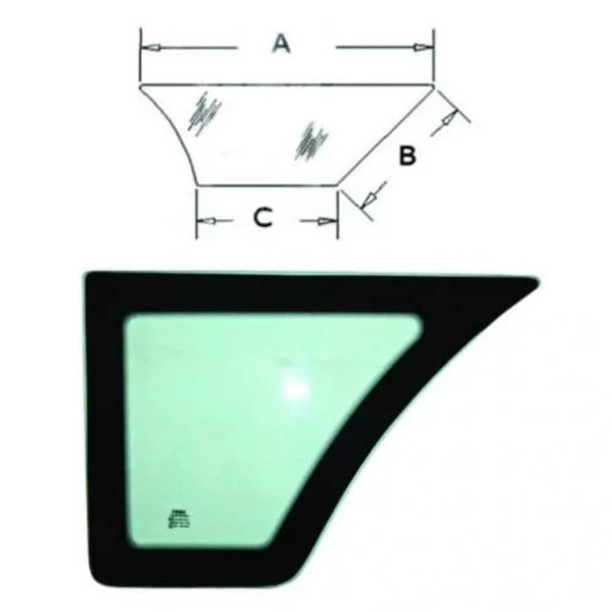 Bethesda Industrial Cab Glass - Door Lower Left Hand fits Case 570LXT 580K 580L 580 Super L R52883