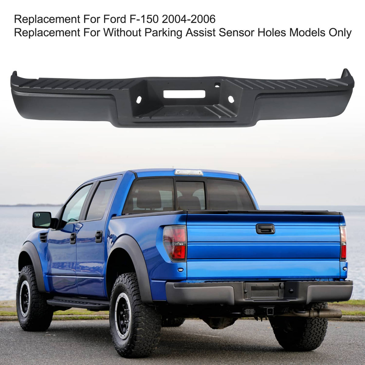 Bethesda Industrial Black Rear Setp Bumper w/LED Light for 2004-2006 Ford F150 w/o Sensor Hole New