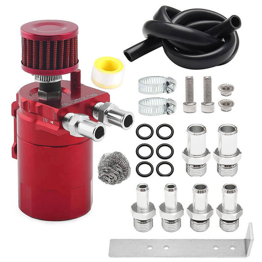 Bethesda Industrial Red Oil Catch Can Tank Reservoir Breather Cylinder W/ Filter Kit Aluminum Engine